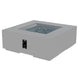Square gas fire pit table in light gray, with glass flame pan and front ignition control