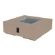 Square gas fire pit table, beige, with fire bowl and black control panel, corner view