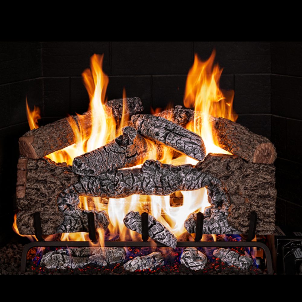 Real Fyre Charred Cinder Oak Vented Gas Log Set, Stainless Steel, ANSI Certified