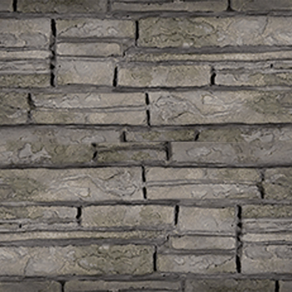 Decorative ledgestone brick panel, gray stone blocks with staggered seams