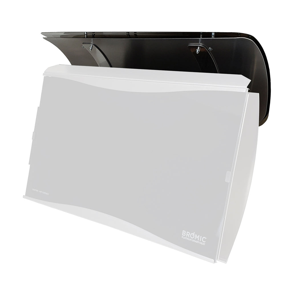 Bromic heat deflector cover, white panel with black top and side brackets