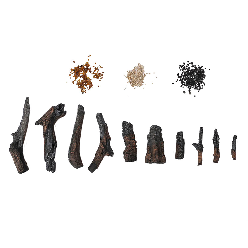 Faux oak log set with assorted dark brown pieces, 10-piece set