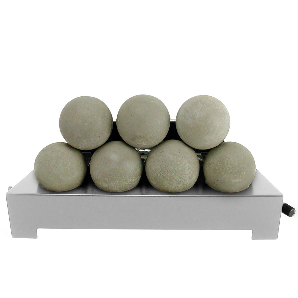 Ventless burner tray with smooth light grey fireballs