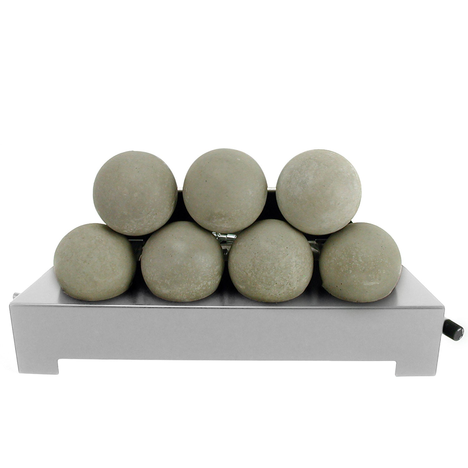 Ventless burner tray with smooth light grey fireballs