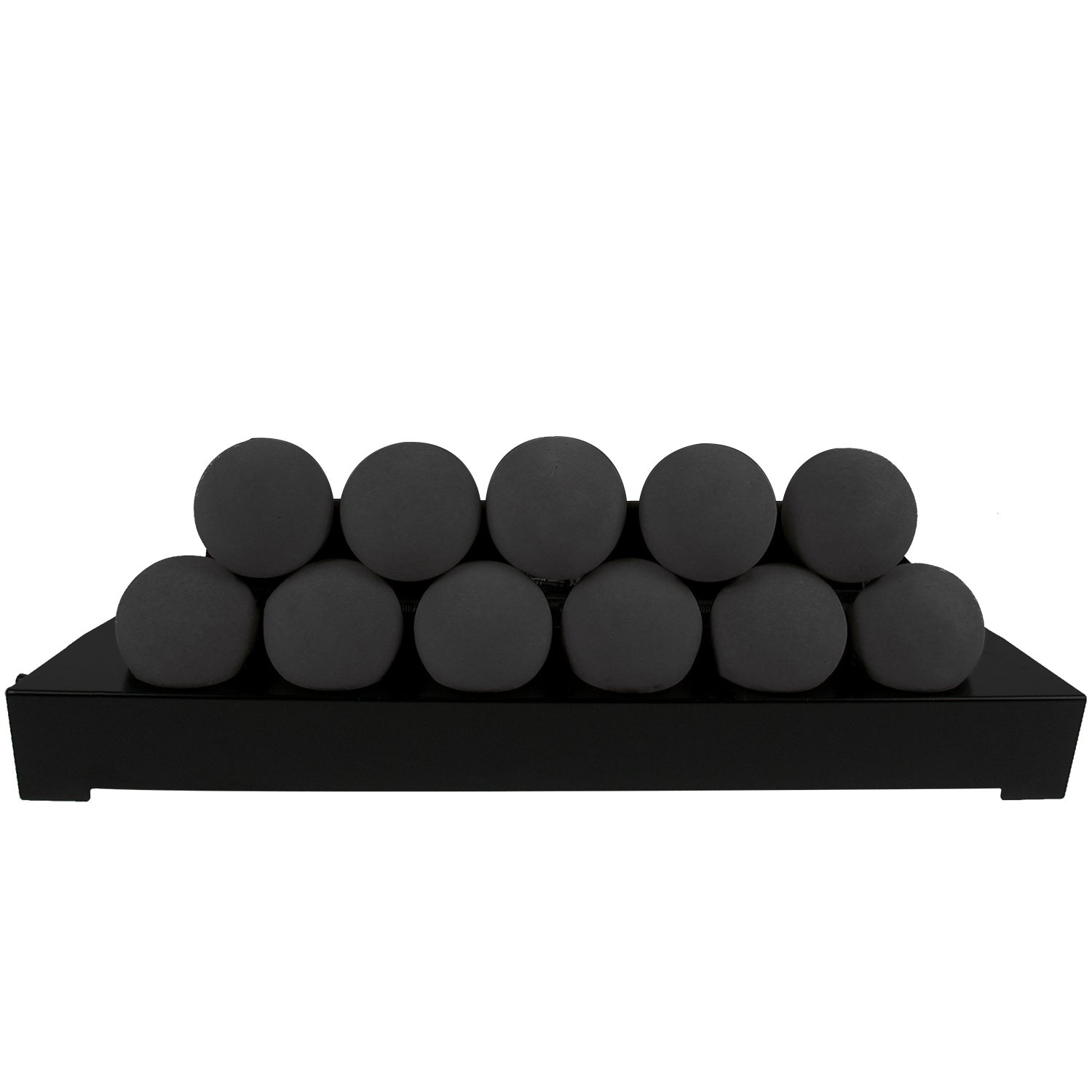 Ventless burner kit with black smooth FireBalls and black base tray