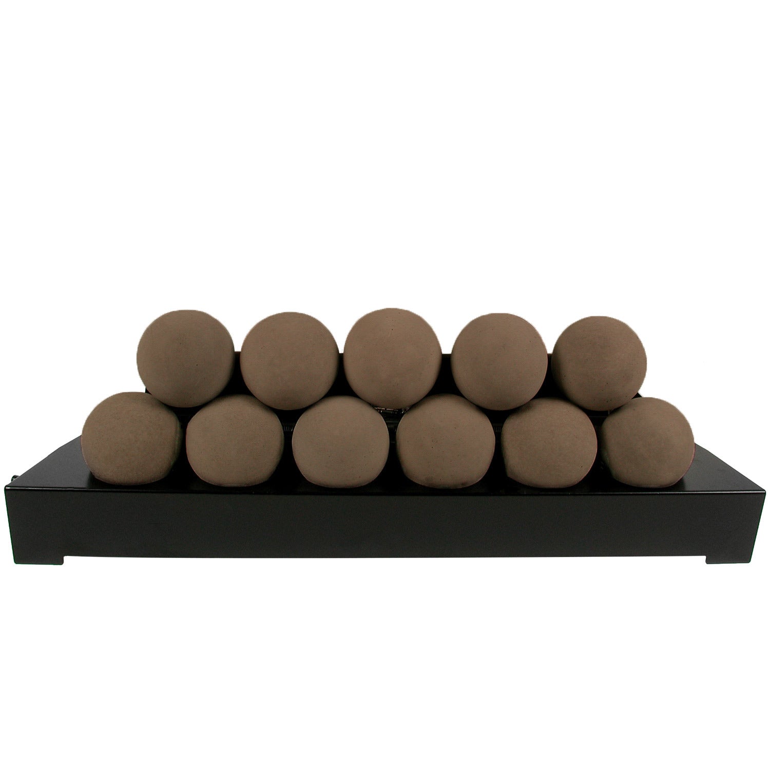 Ventless burner kit with brown smooth FireBalls and black base tray