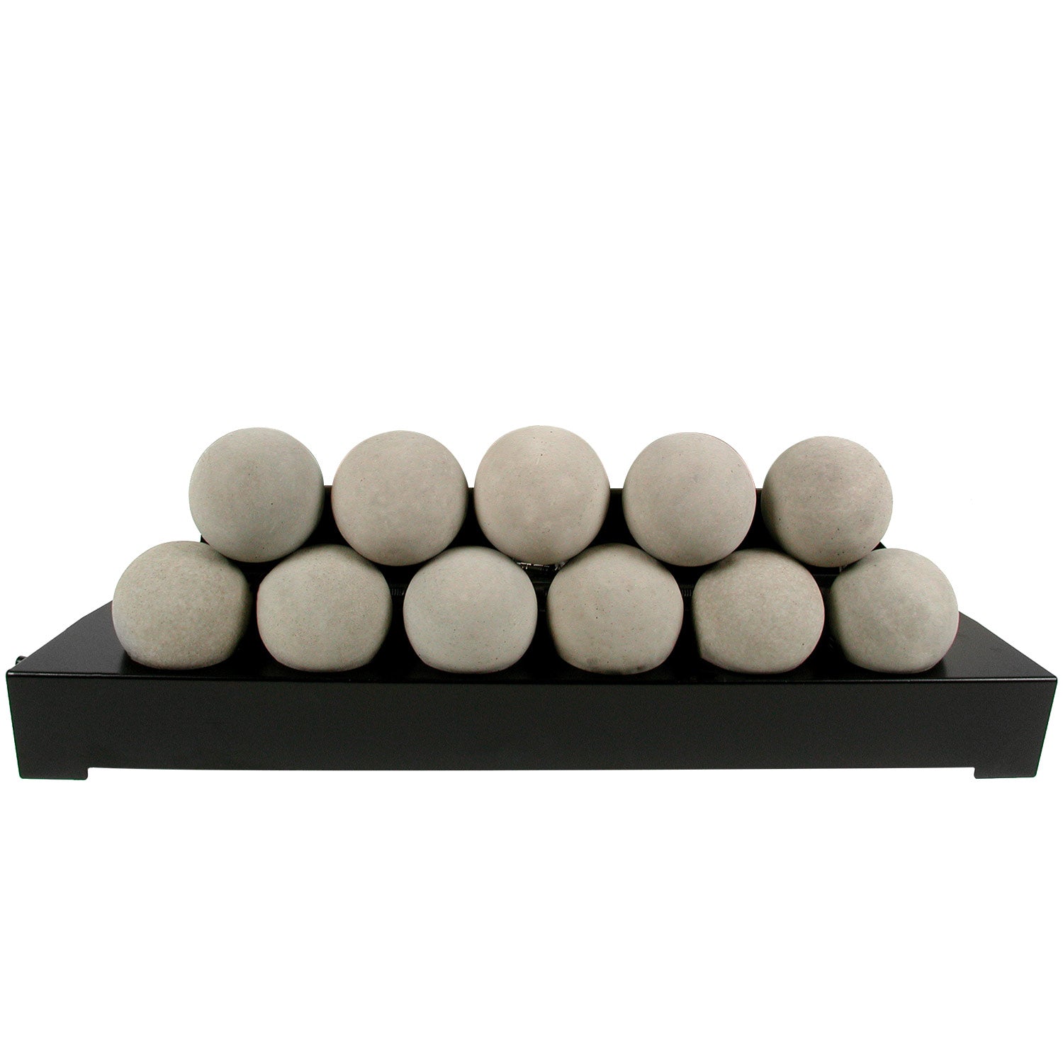 Ventless burner kit with beige smooth FireBalls and black base tray