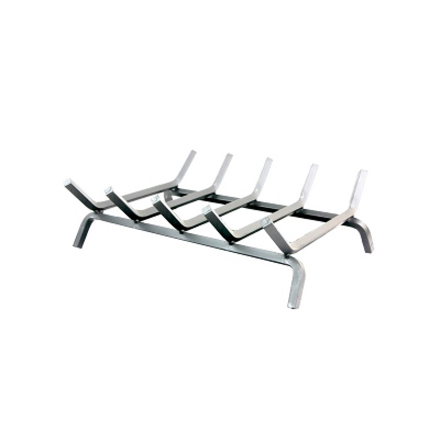 Stainless steel double-sided gas log grate with multiple support prongs