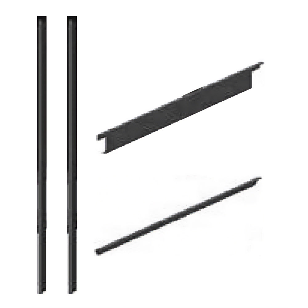 Decorative facade stone stop kit trim pieces, dark metal strips