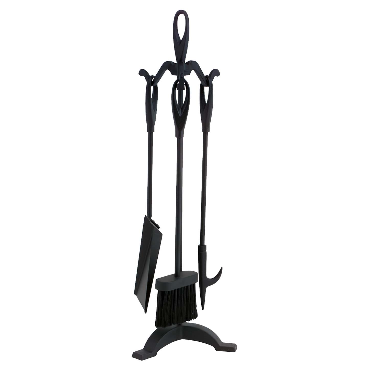 Dagan Four Piece Stove Fireplace Tool Set, Black
