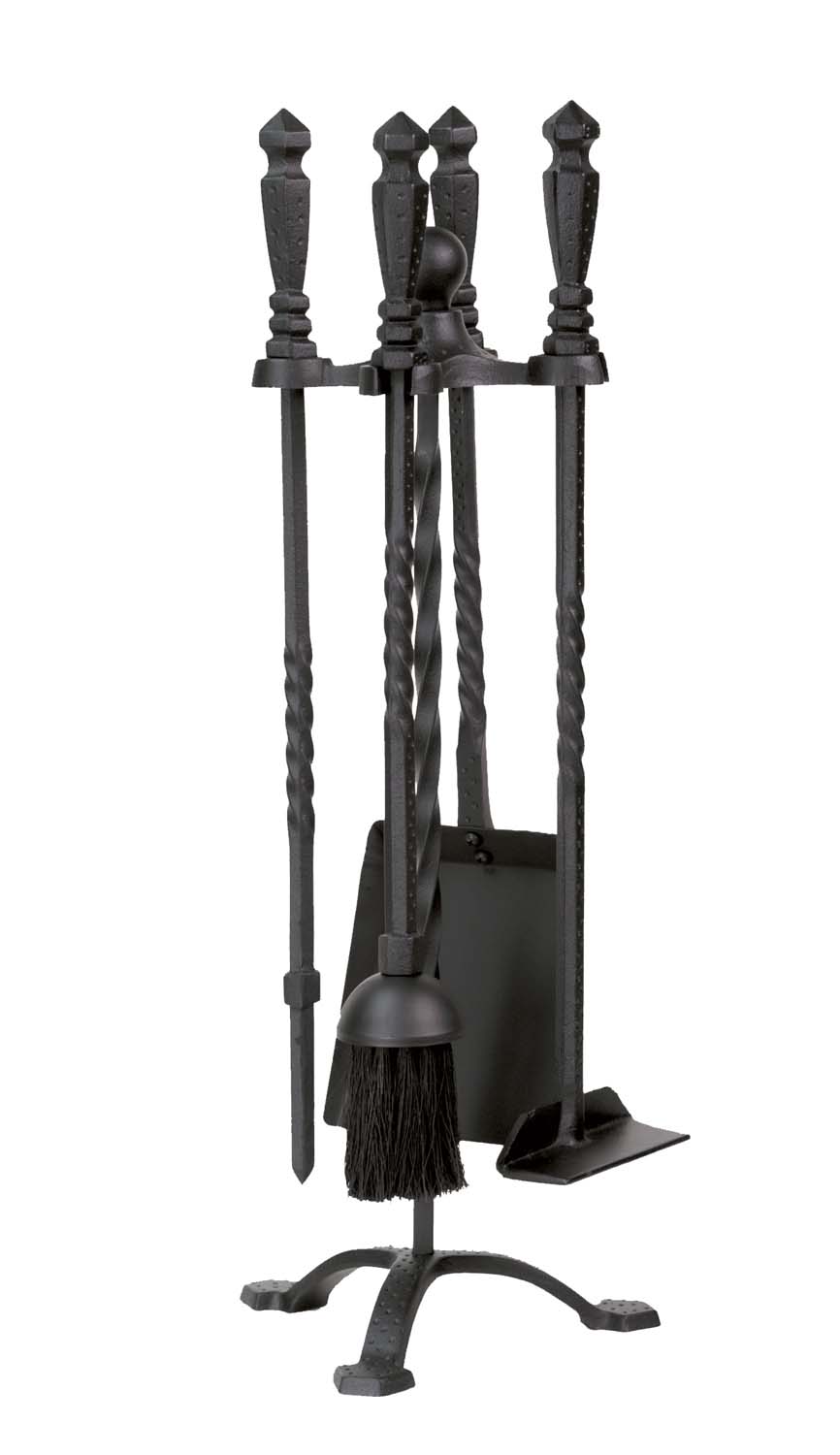 Dagan Five Piece Wrought Iron Stove Fireplace Tool Set, Black