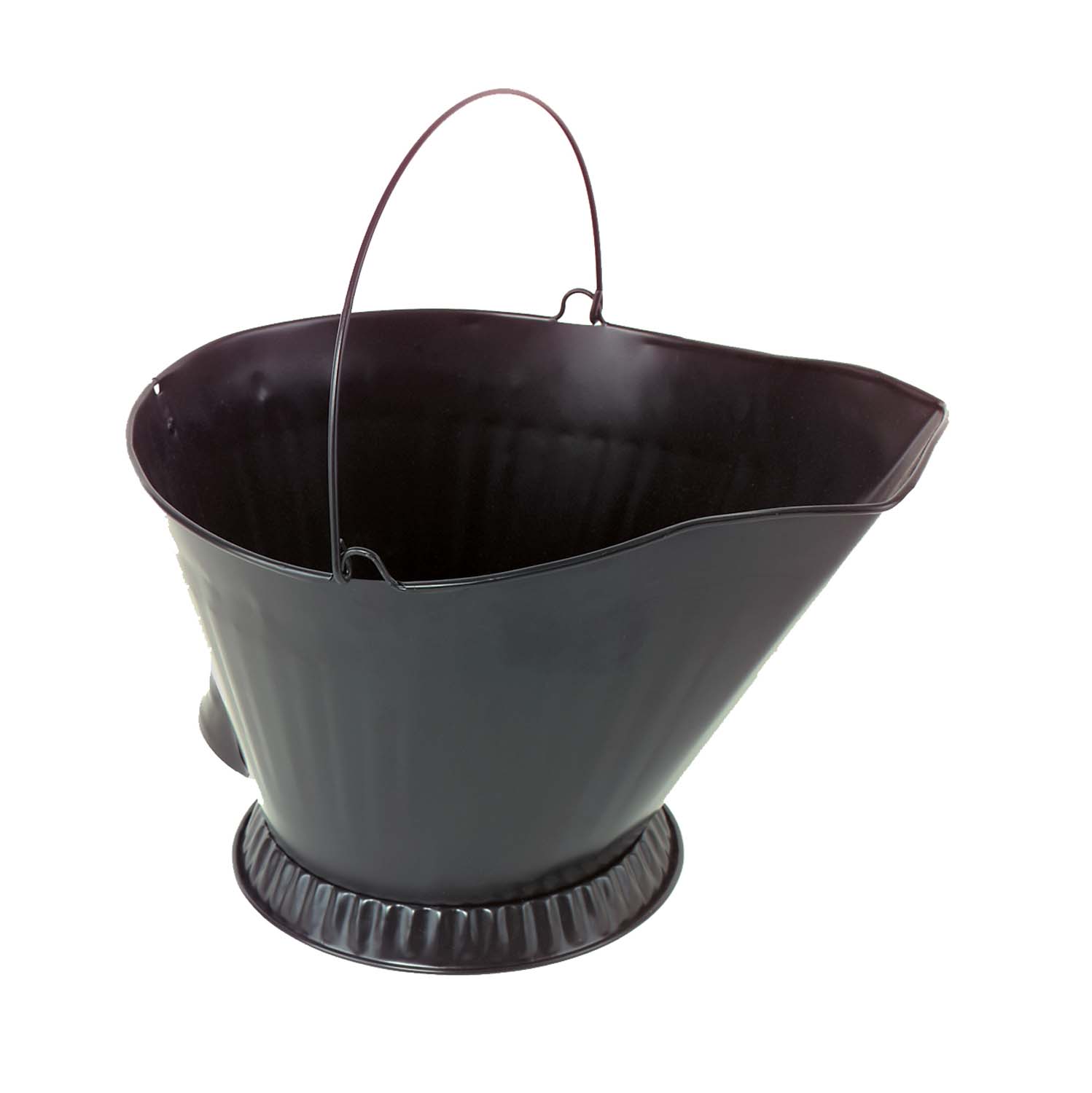Black coal hod bucket with loop handle and wide opening