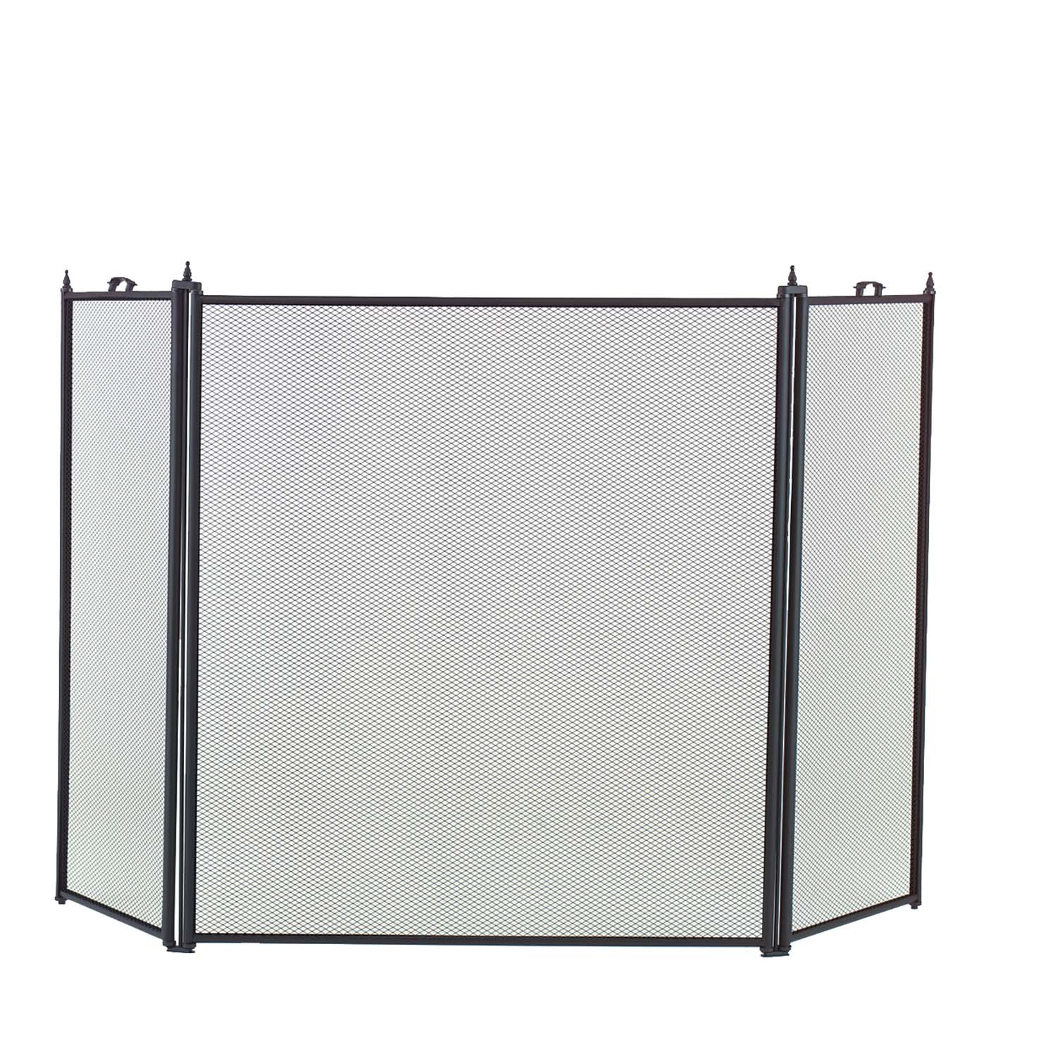 Three-fold black projection screen with mesh panels and black frame