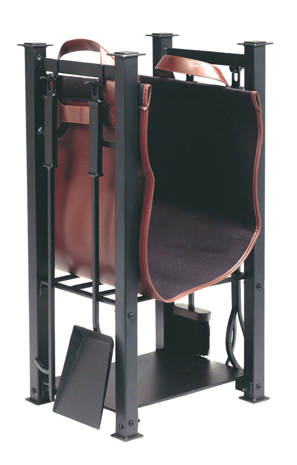 Dagan Six Piece Log Holder with Carrier and Tools, Black