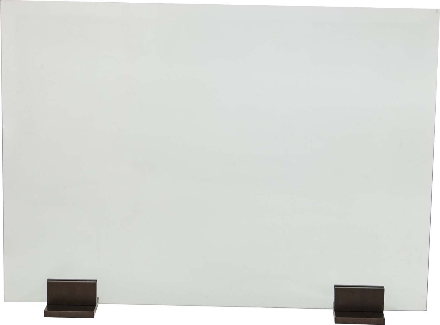 Bronze glass screen bases set of two, rectangular feet holding glass panels