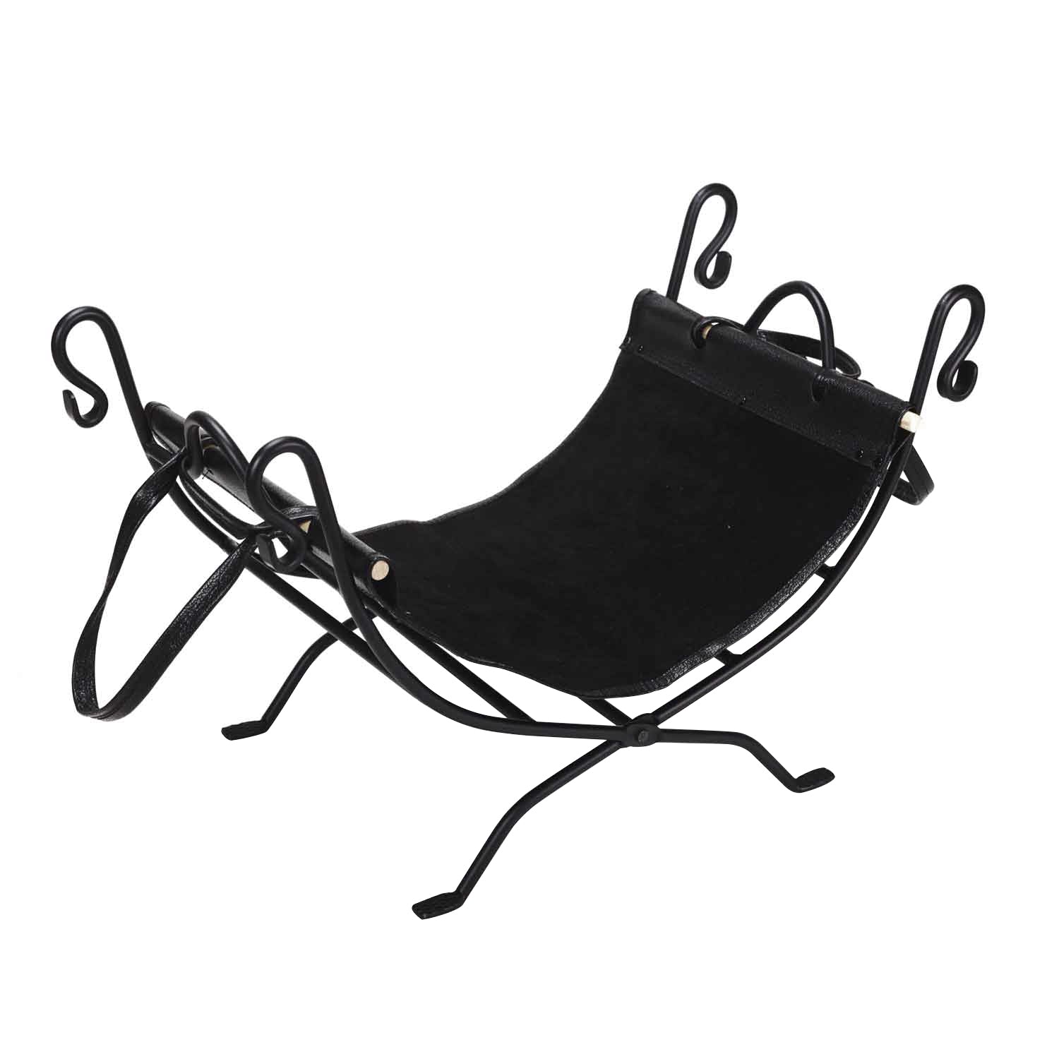 Dagan Black Wrought Iron Log Holder and Carrier, 26.75x14-Inches