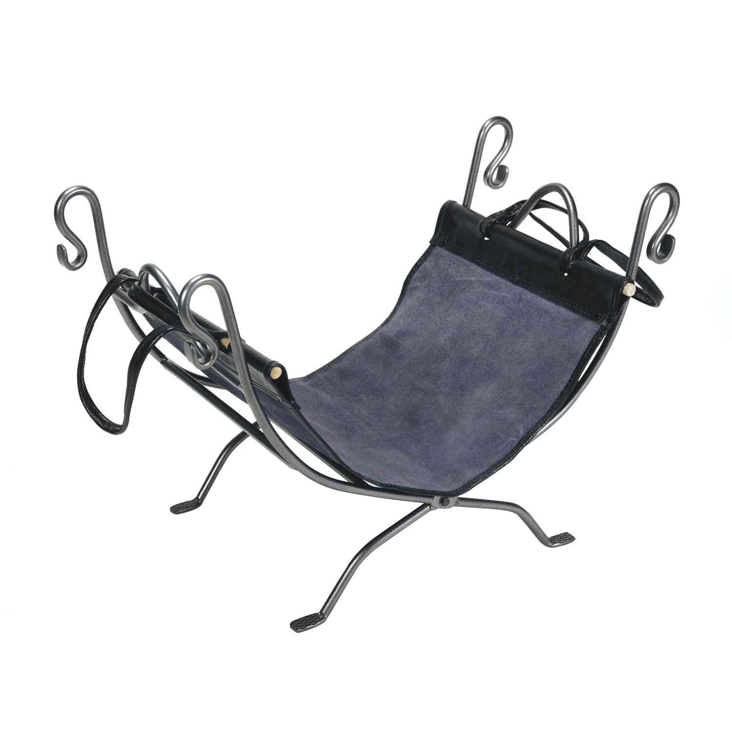 Dagan Black Wrought Iron Log Holder and Carrier, 26.75x14-Inches