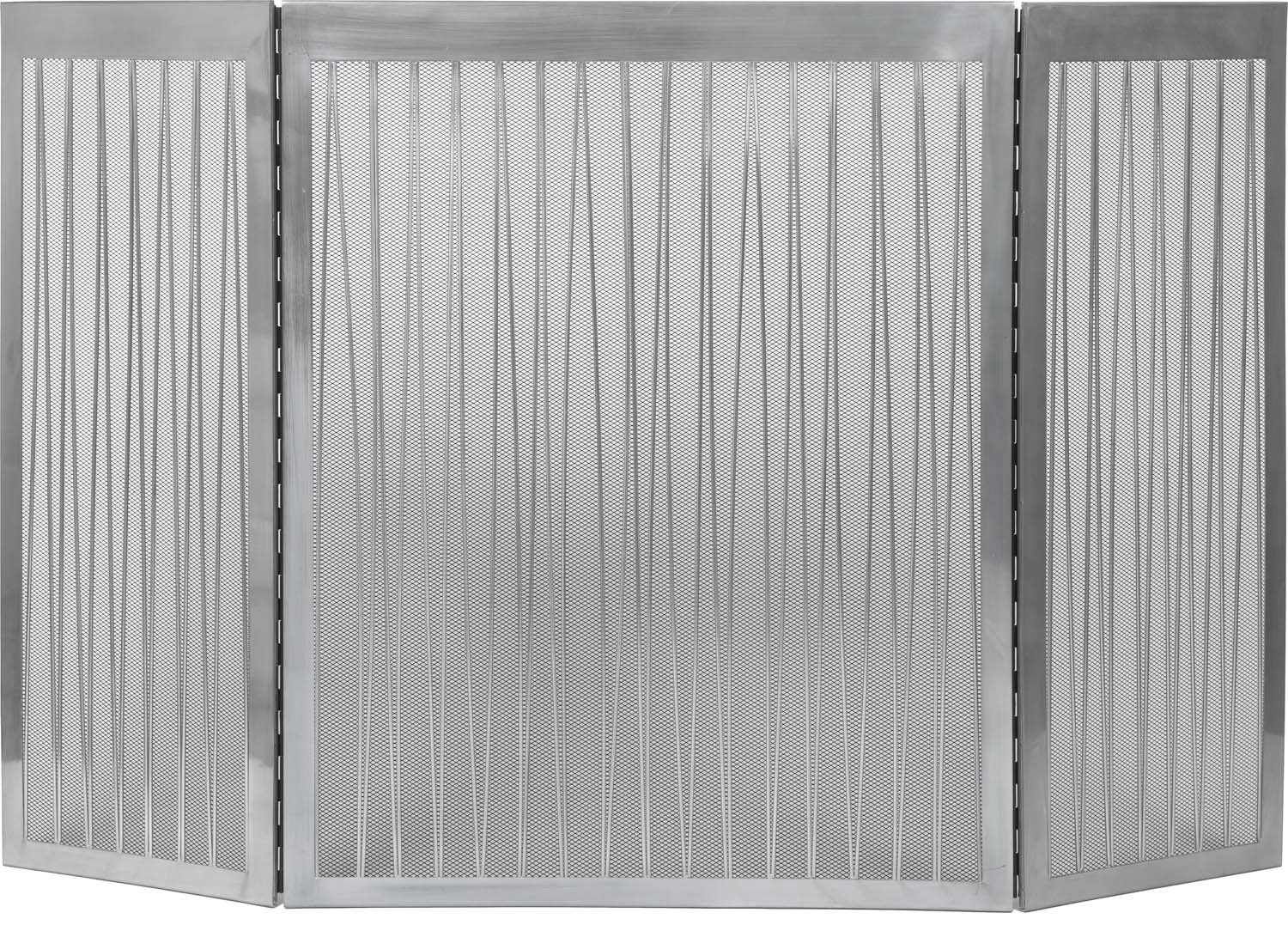 Dagan Three Fold Satin Nickel Fireplace Screen, 50x32-Inches