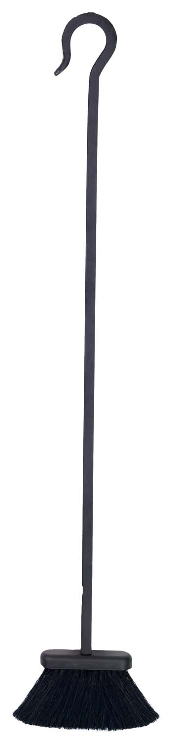 Long-handled broom brush with dark handle and black bristles, 39 in.