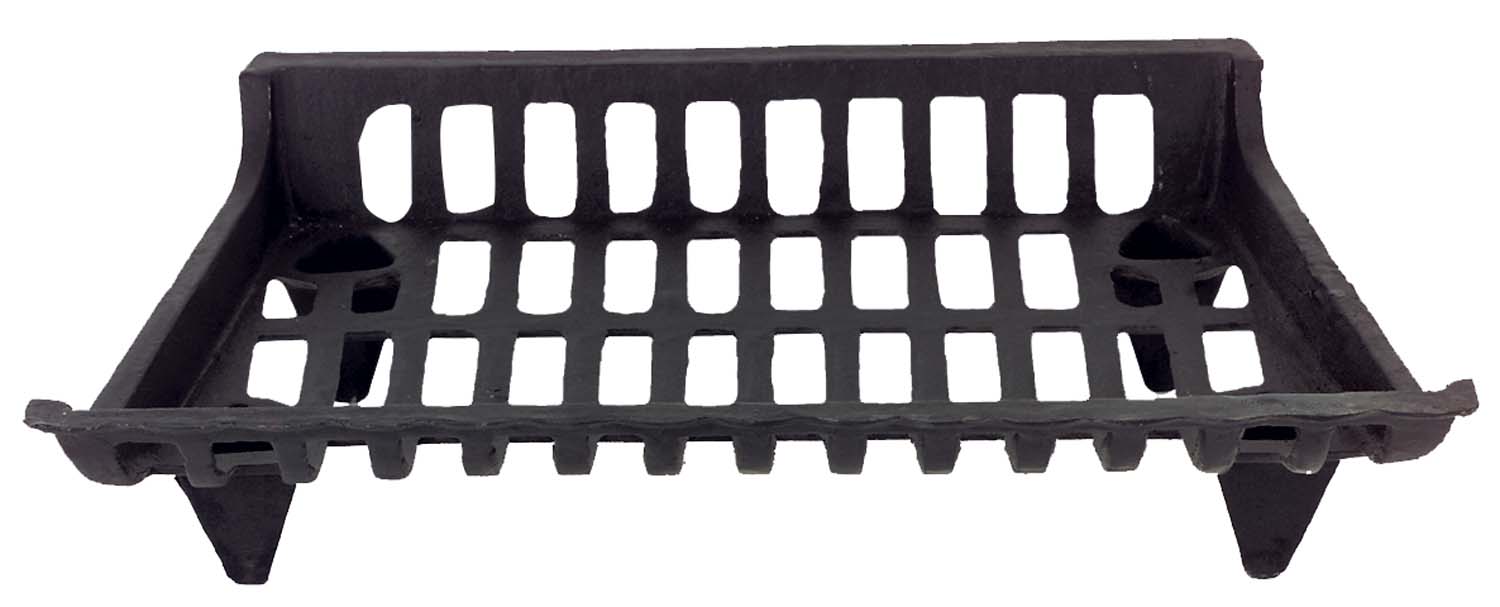 Basket grate with slotted metal bars, black finish, rectangular frame