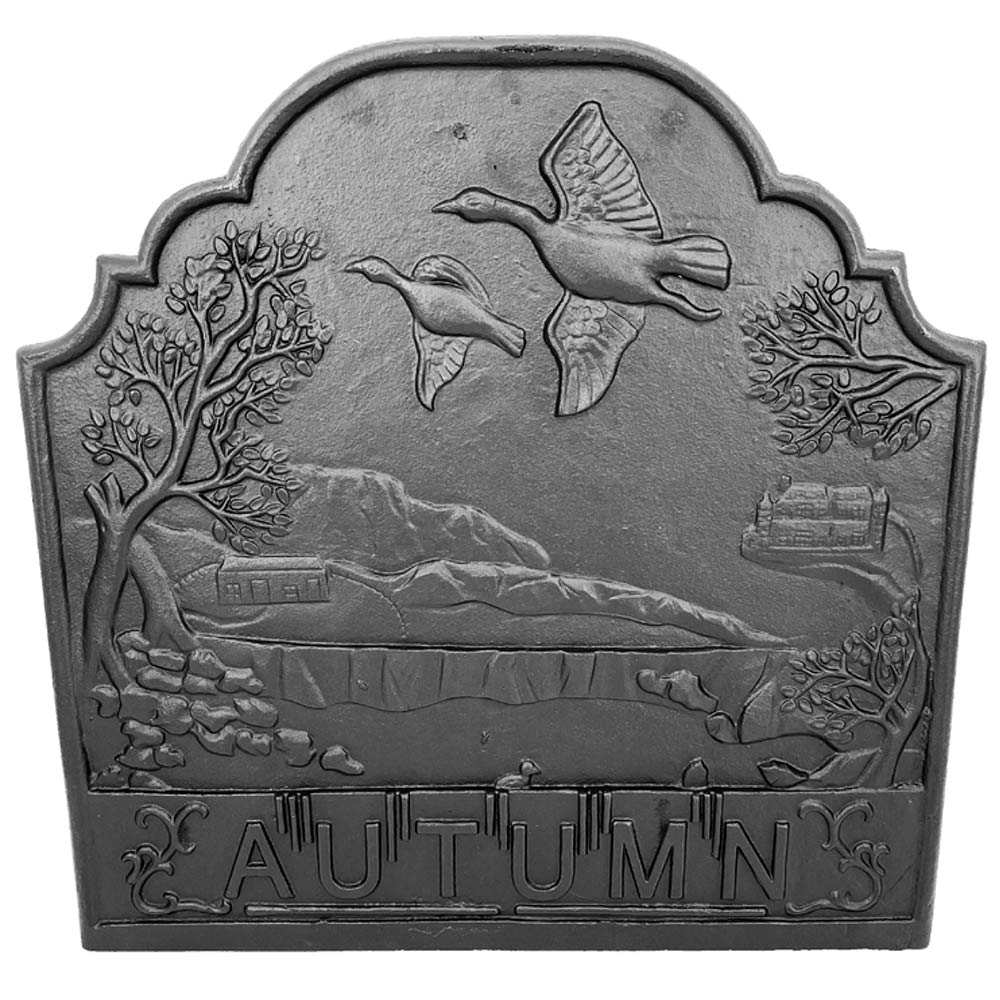 Dagan Black Cast Iron Autumn Fireback, 20.75x20.75-Inches
