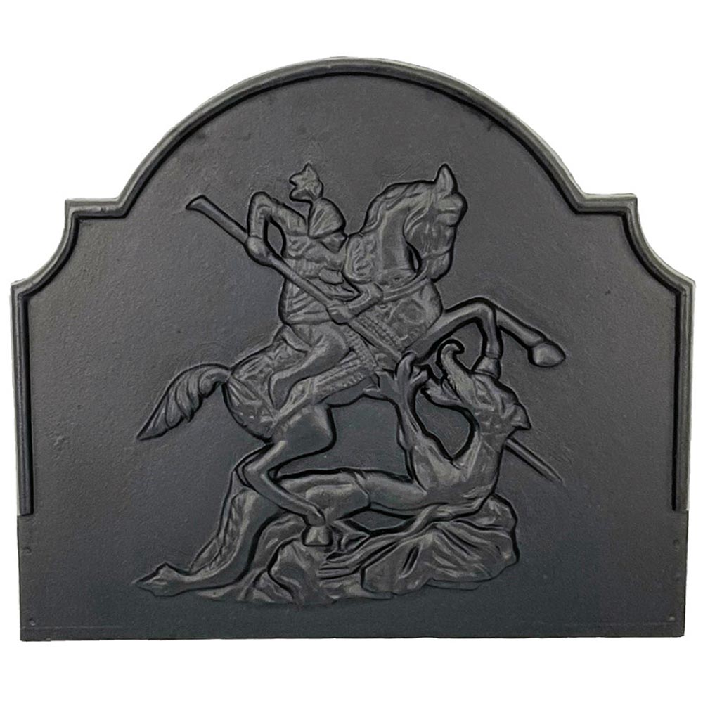 Dagan Black Cast Iron Knight Fireback, 18x15.25-Inches