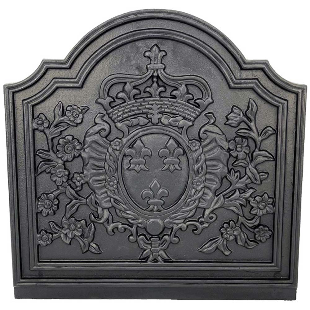 Dagan Black Cast Iron Crown Medallion Fireback, 19.5x19.5-Inches