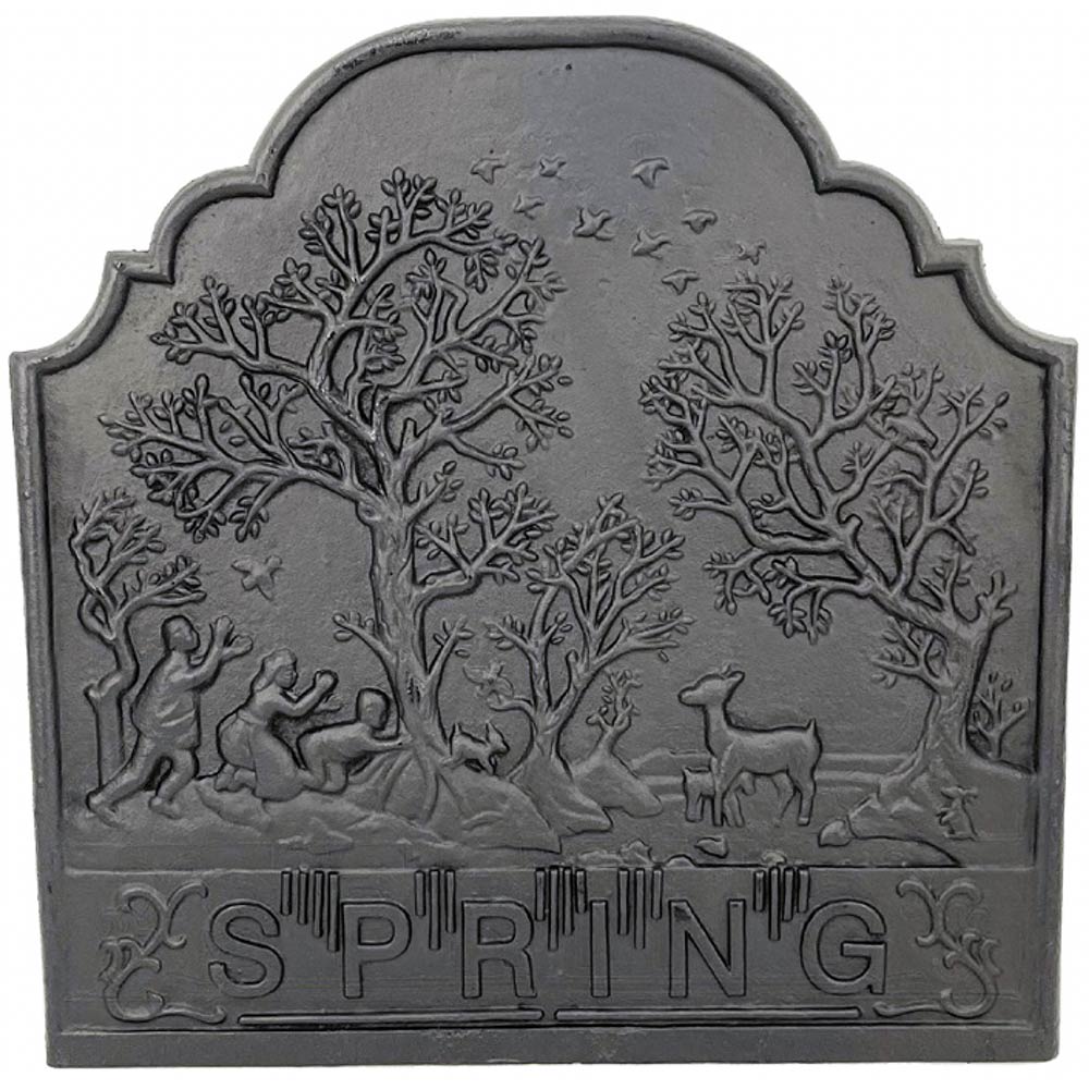 Dagan Black Cast Iron Spring Fireback, 20.75x20.75-Inches