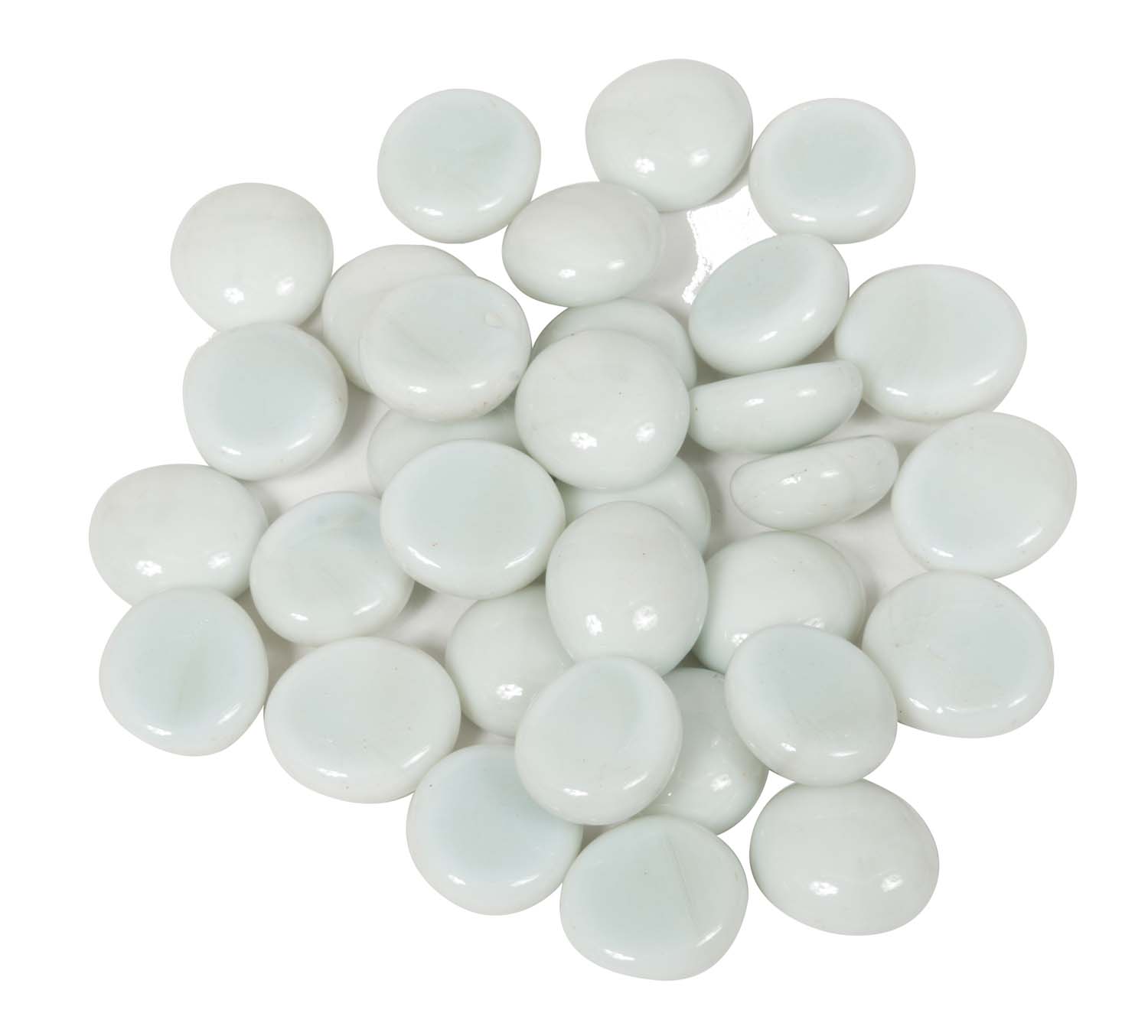 White fire beads, 3/4-inch smooth oval beads