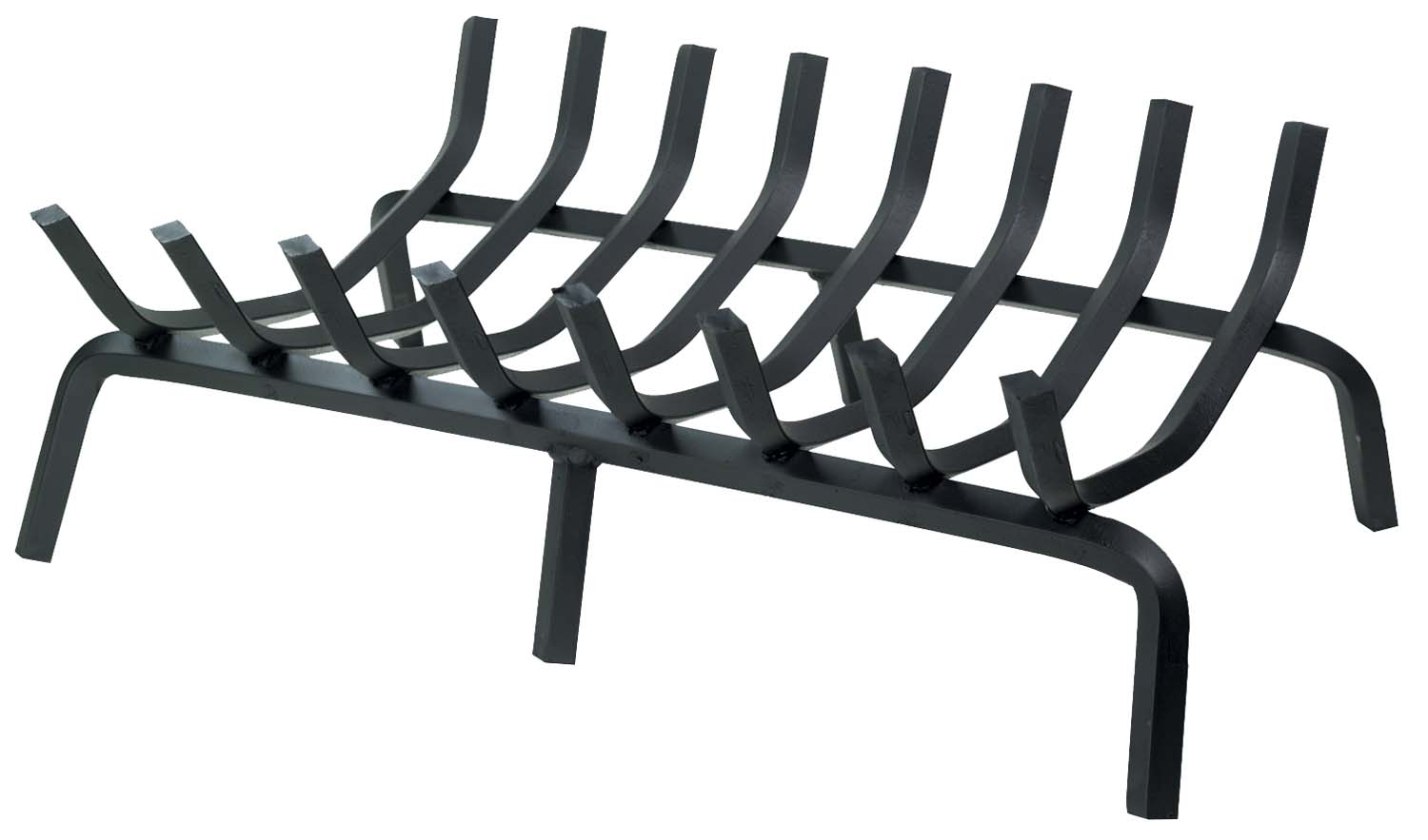 Rectangular grate with curved metal tines, dark finish, raised frame