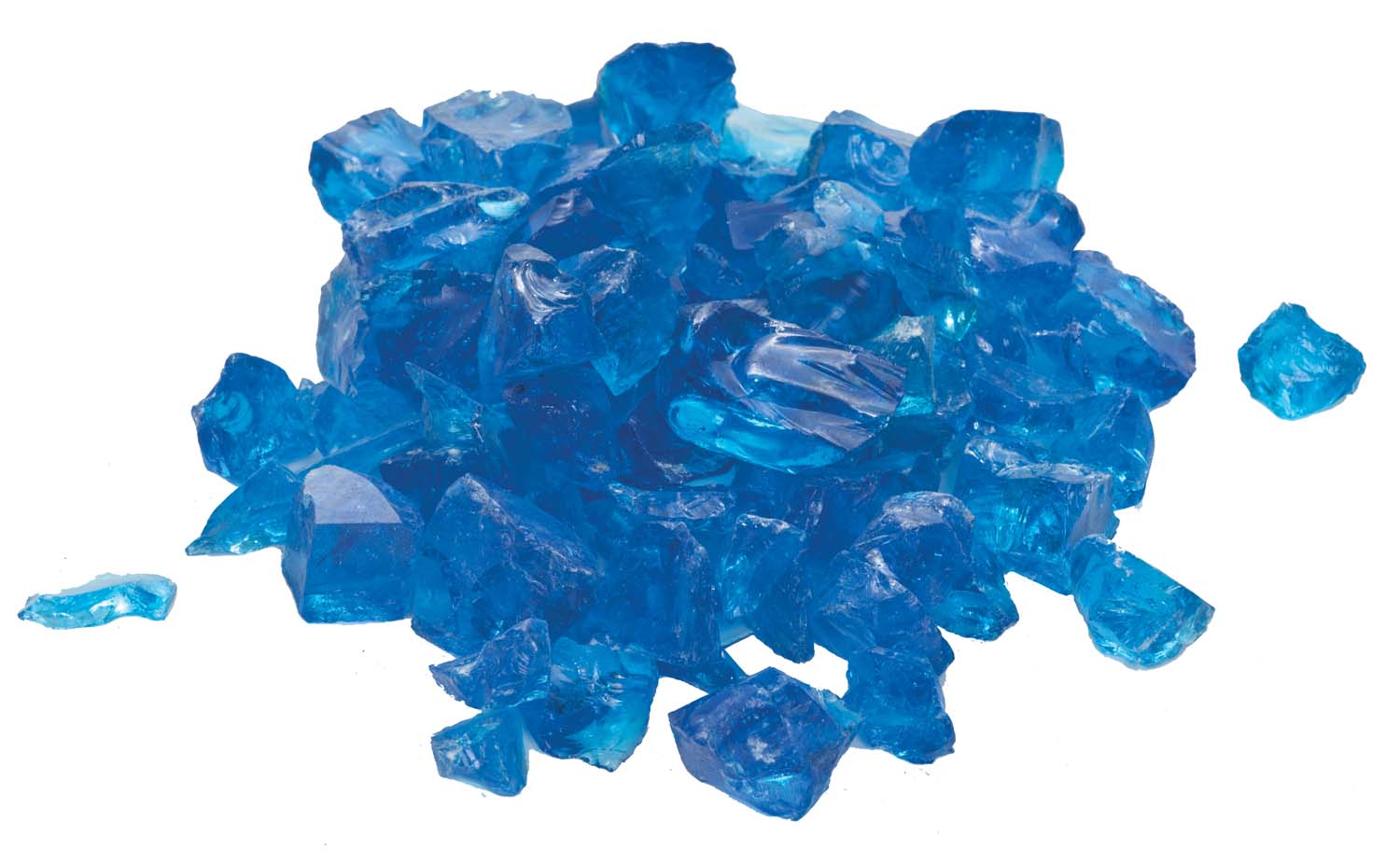 Aqua blue fire glass shards, small 1/2–3/4 inch pieces