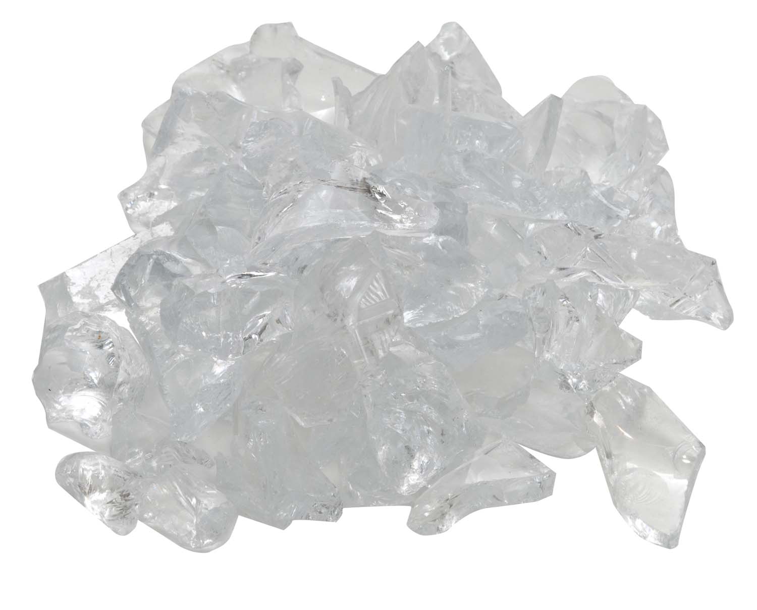 Crystal fire glass chunks, translucent clear glass pieces for fire pits