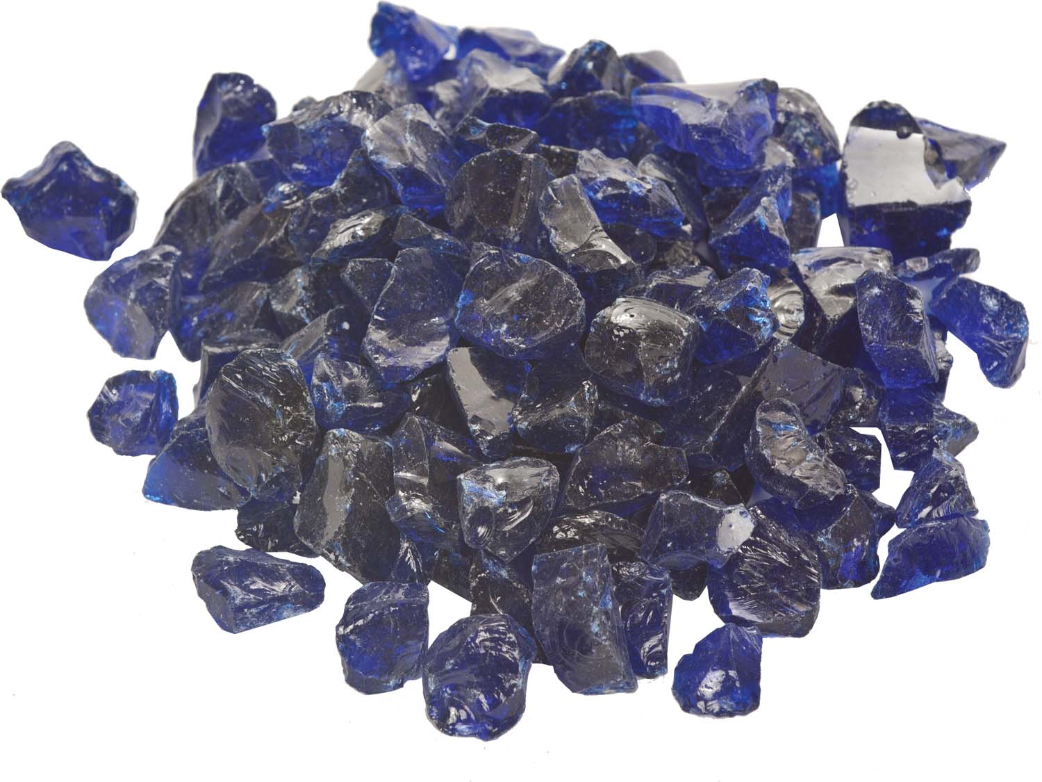 Dark blue fire glass nuggets, 1/2–3/4 inch