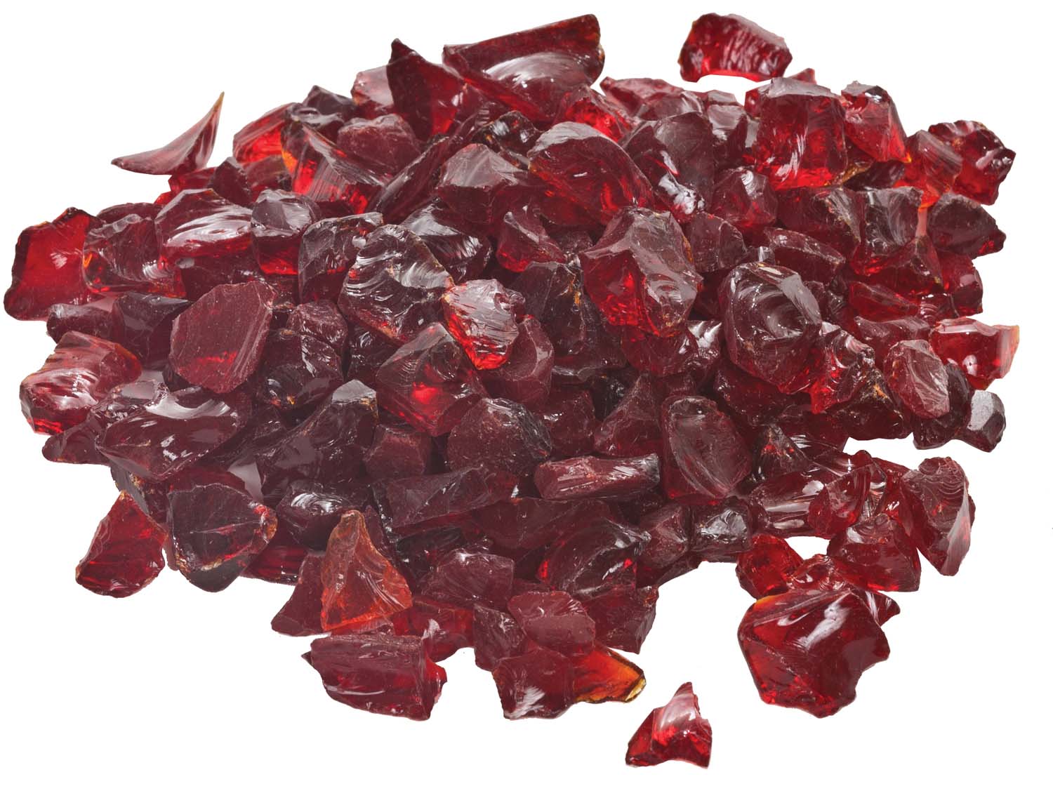 Dagan red translucent fire glass chips, 1/2–3/4 inch