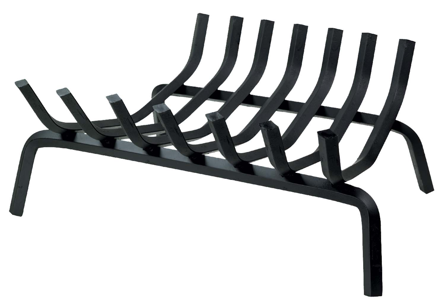 Tapered metal grate with curved black bars and raised feet