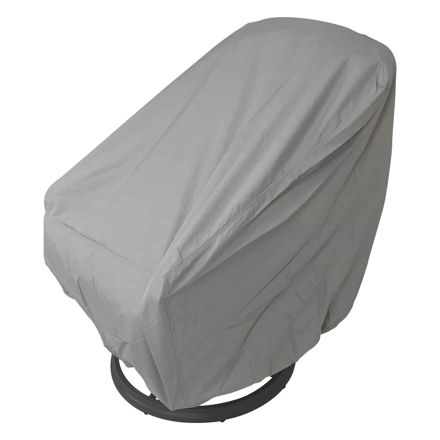 Chaise lounge patio furniture cover, light gray with fitted drawstring hem