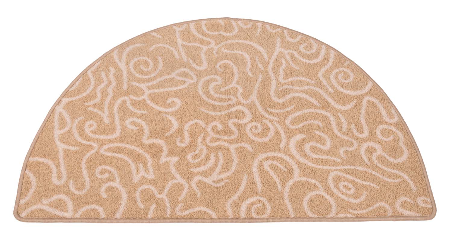 Dagan Half Round Beige and White Hearth Rug, 43x26-Inches