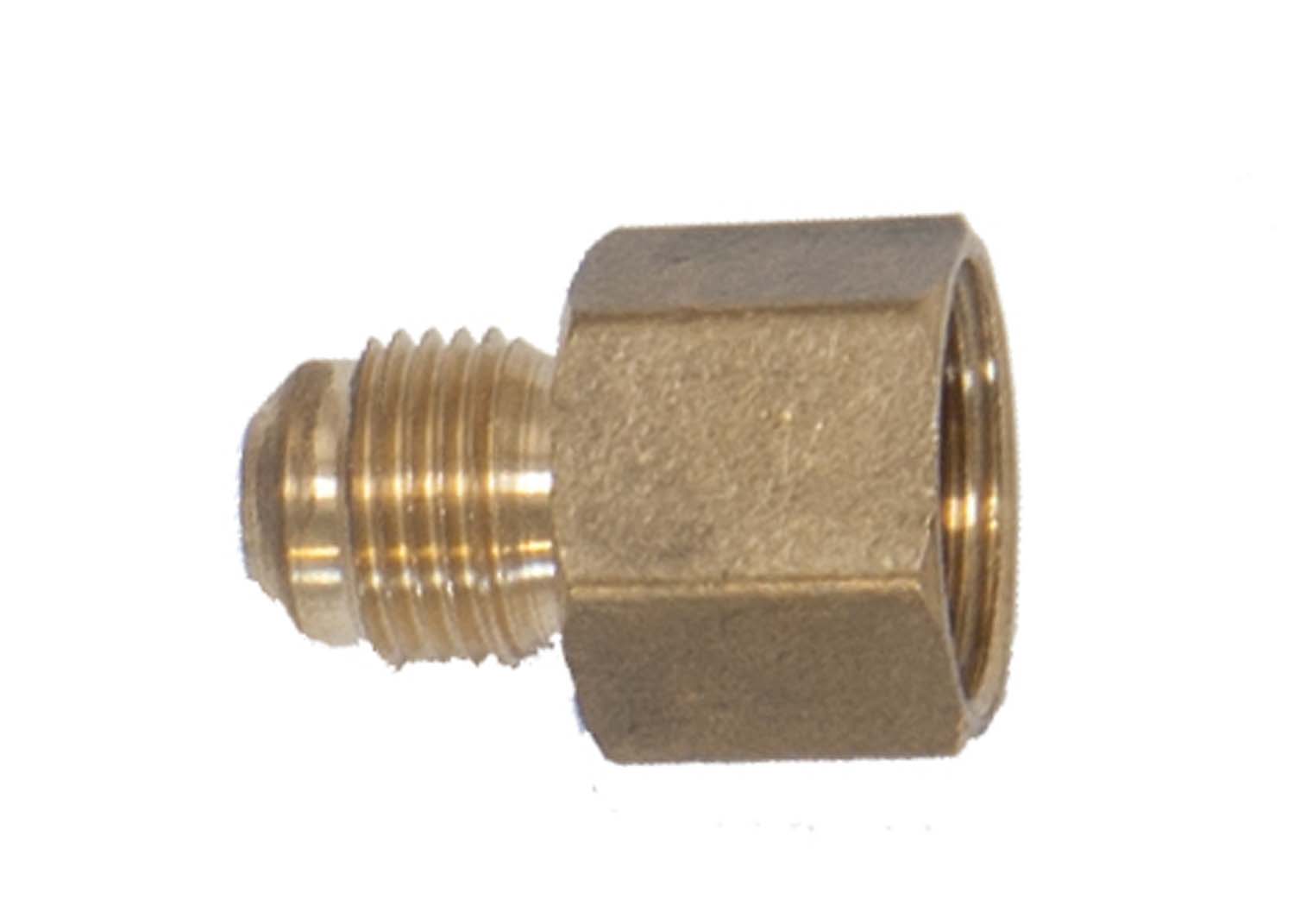 Brass straight fitting with hex nut end and threaded male connector