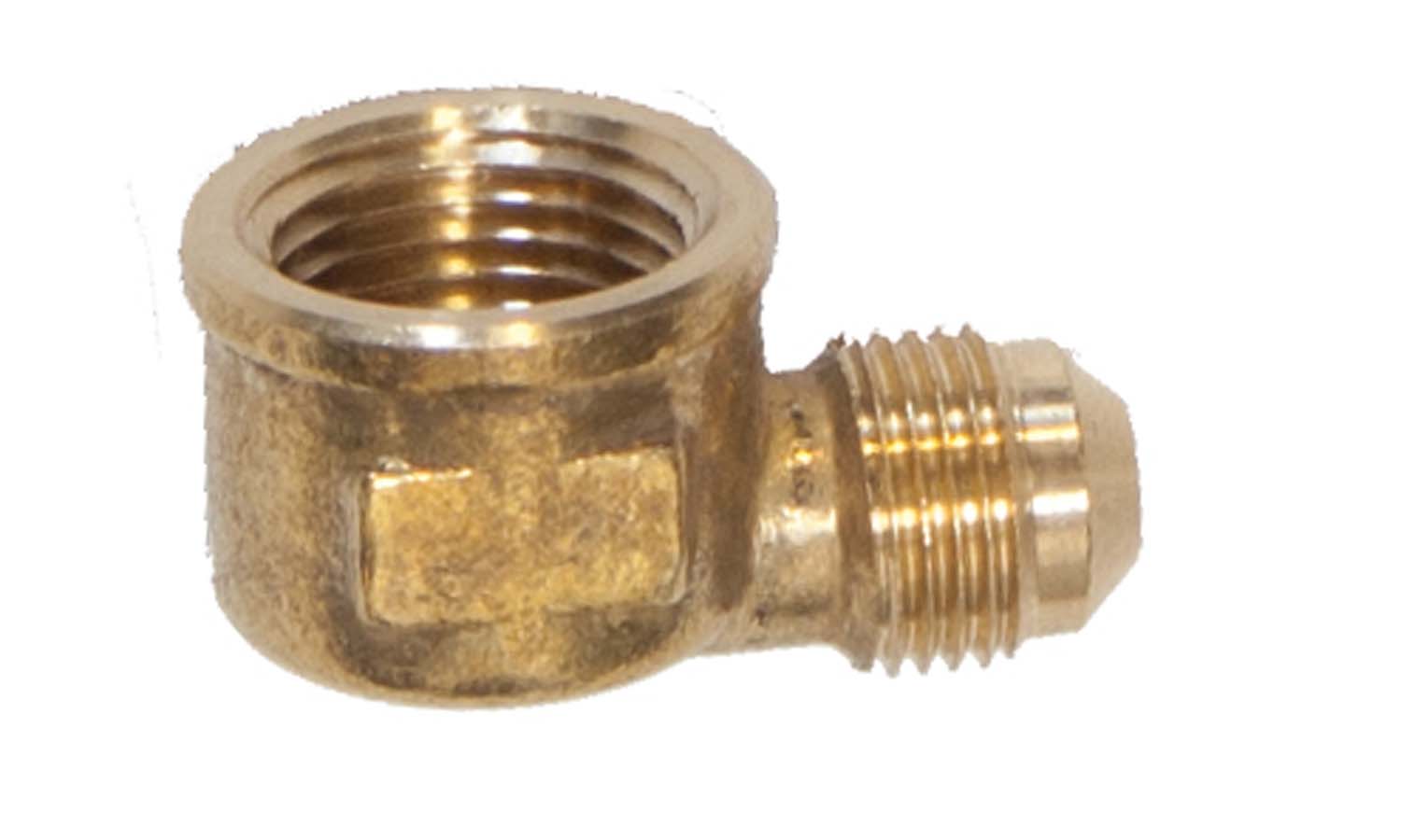 Brass 90-degree elbow fitting with internal and external threads