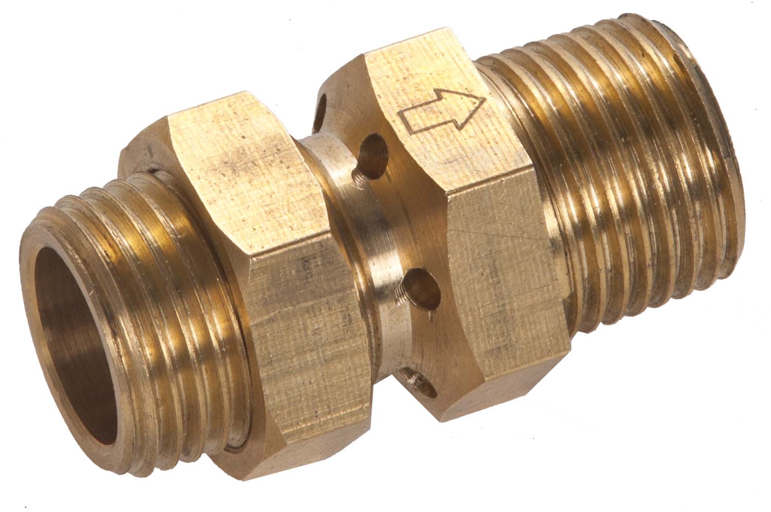 Gas conversion orifice fitting with brass body and male threaded ends