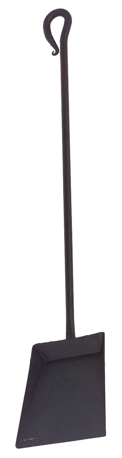 Individual shovel with long dark handle and flat square dark blade