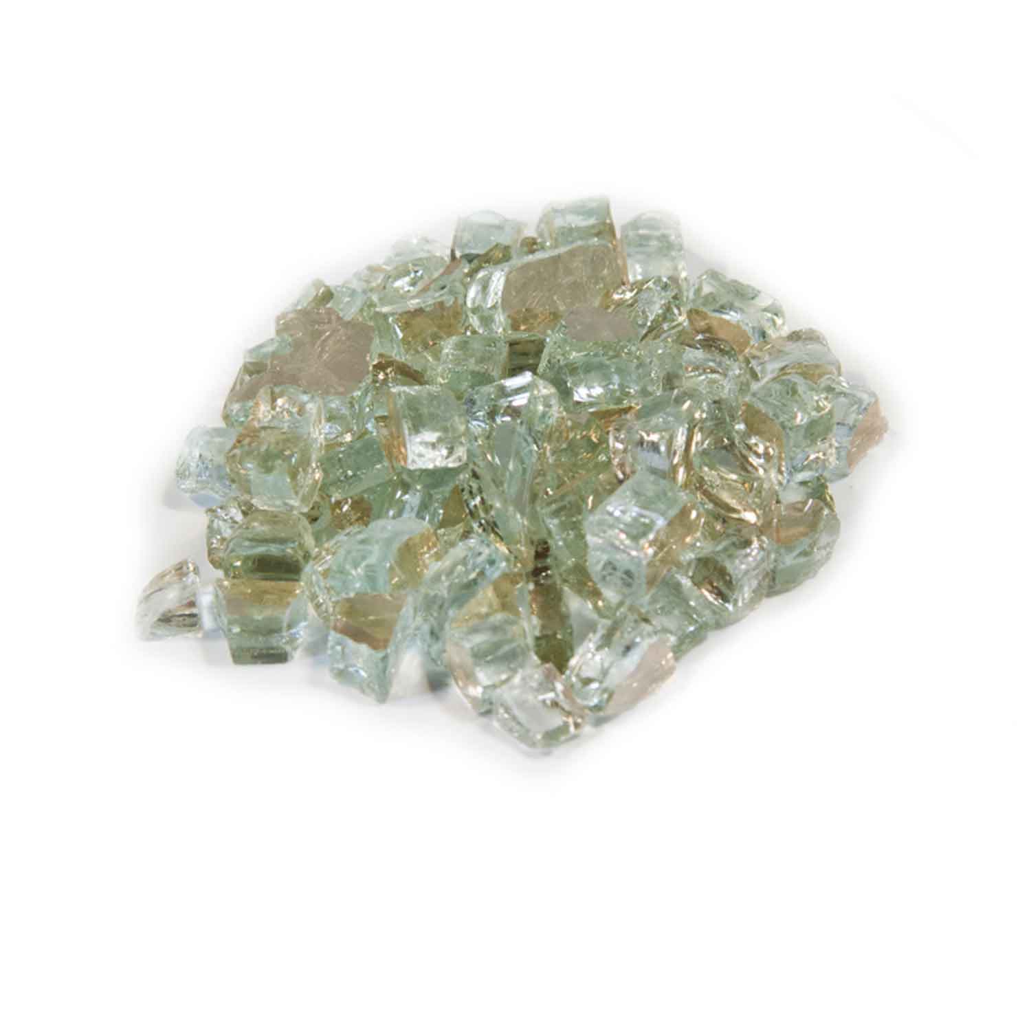 Dagan reflective fire glass, 1/4-inch crystal pieces, clear with light green tones