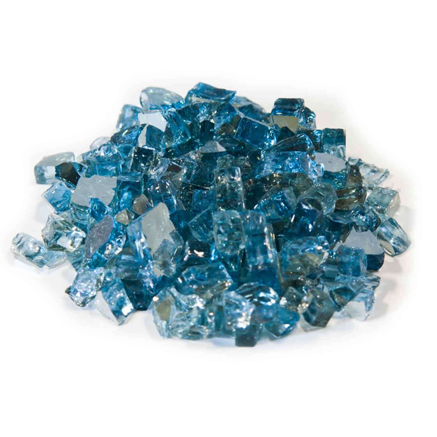 Blue reflective fire glass, 1/4-inch translucent glass pieces