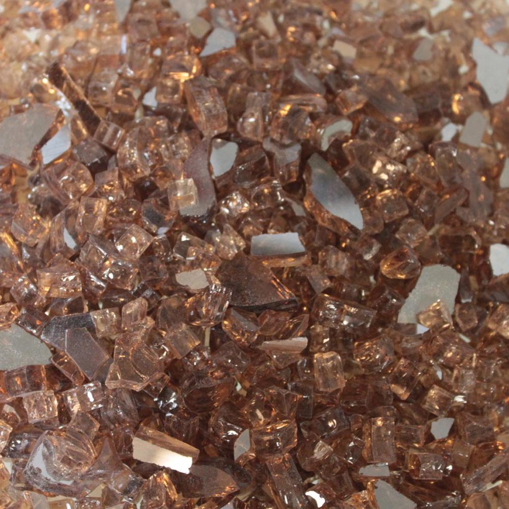 Copper crushed glass shards with glittering facets