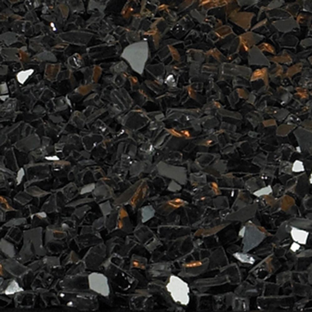 Black polished crushed glass with small reflective pieces for decorative use