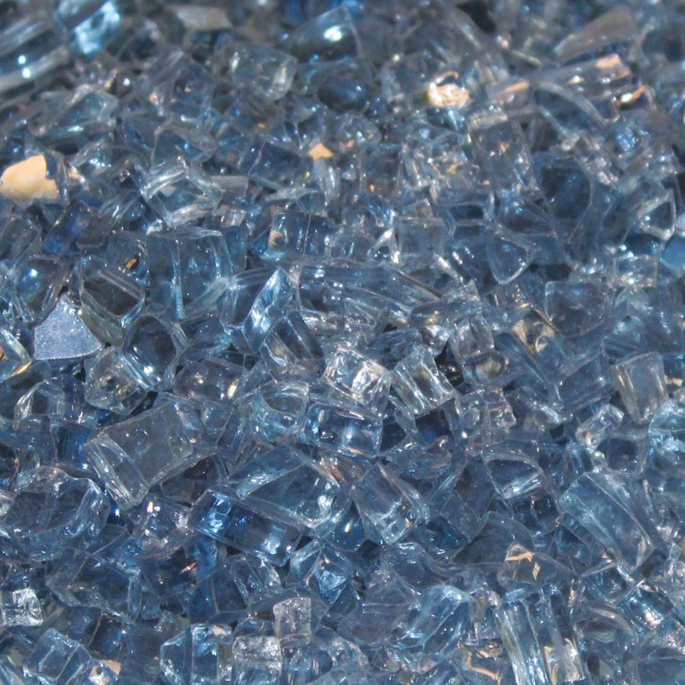 Blue clear decorative crushed glass pieces for crafts and decor