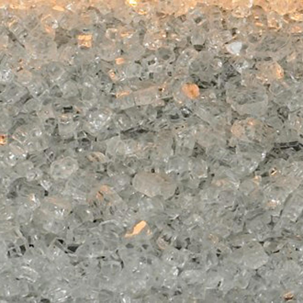 Clear crushed glass decorative frost chips, close-up texture