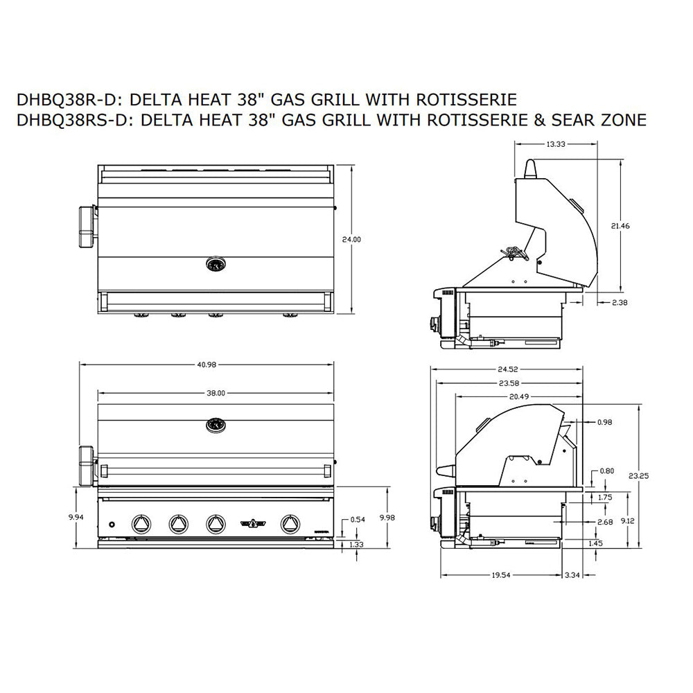 Delta Heat DHBQ38-D Freestanding Gas Grill, 38-Inches