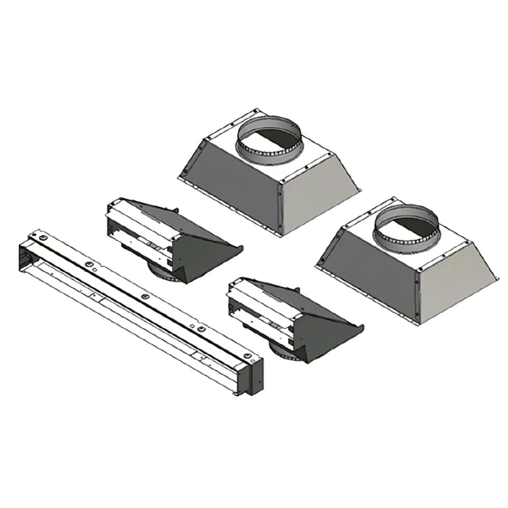 Gas fireplace ducted heat kit with metal duct collars and covers