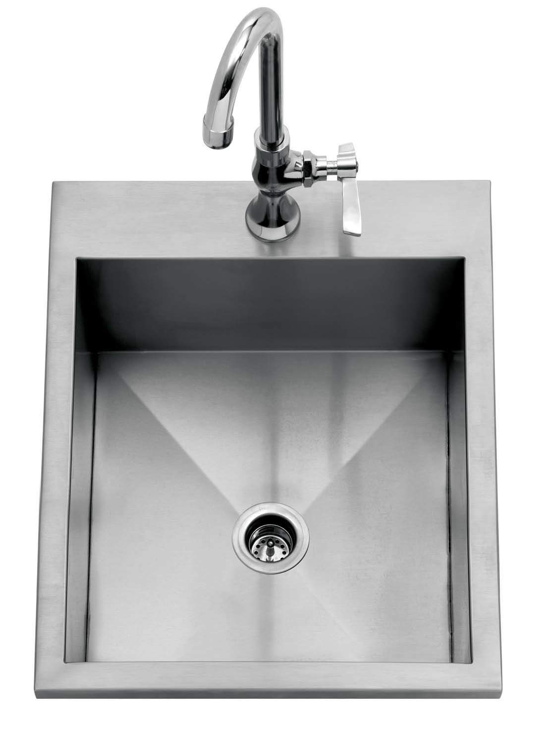15-inch outdoor sink with stainless steel basin and swivel faucet